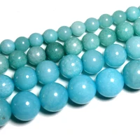 natural loose spacer amazonite blue stone beads for charms bracelet jewelry making 4 6 8 10mm
