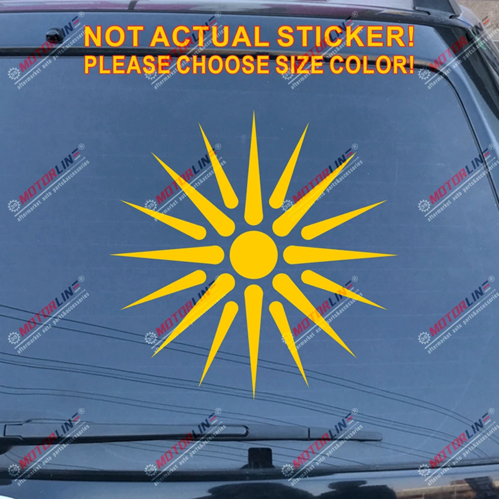Цвет: желтый Sun of Vergina Macedonia флаг переводная наклейка автомобиля винил Македонский выбрать размер - Название цвета: Цвет: желтый