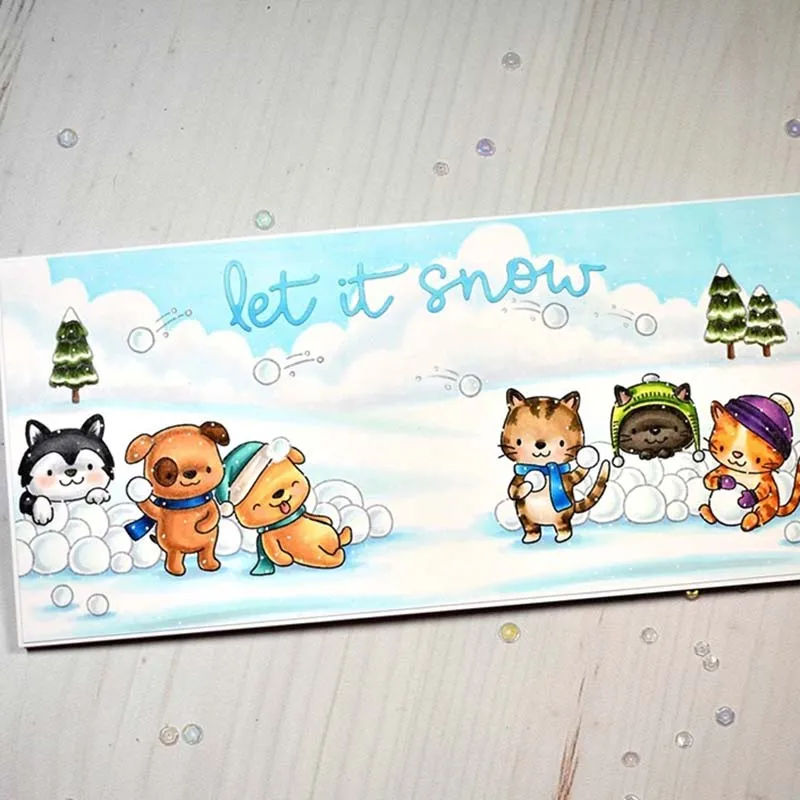 Зимние Животные прозрачные силиконовые металлические штампы и печать для DIY