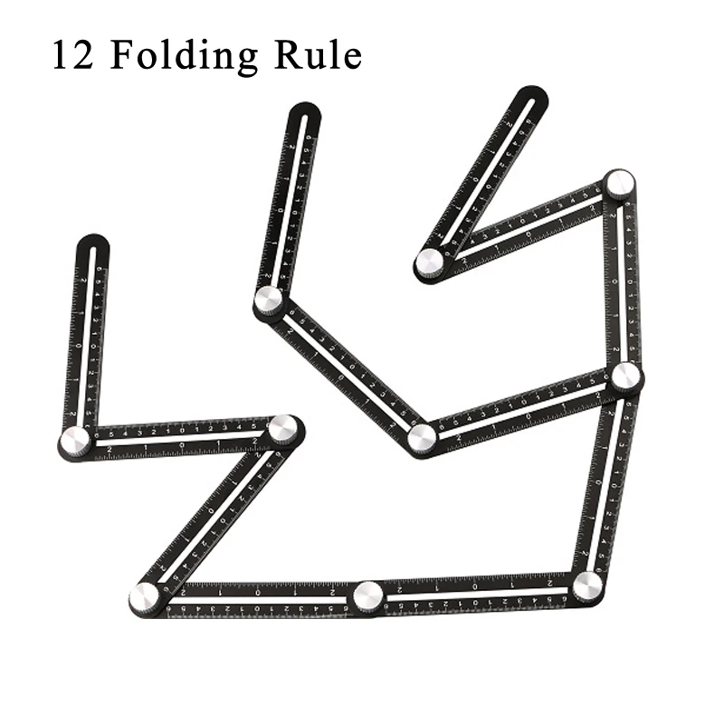 

4/6/12 fold Tile Hole Locator Aluminium Alloy Angle Ruler Finder Slide Folding Measuring Ruler Protractor Angular Template