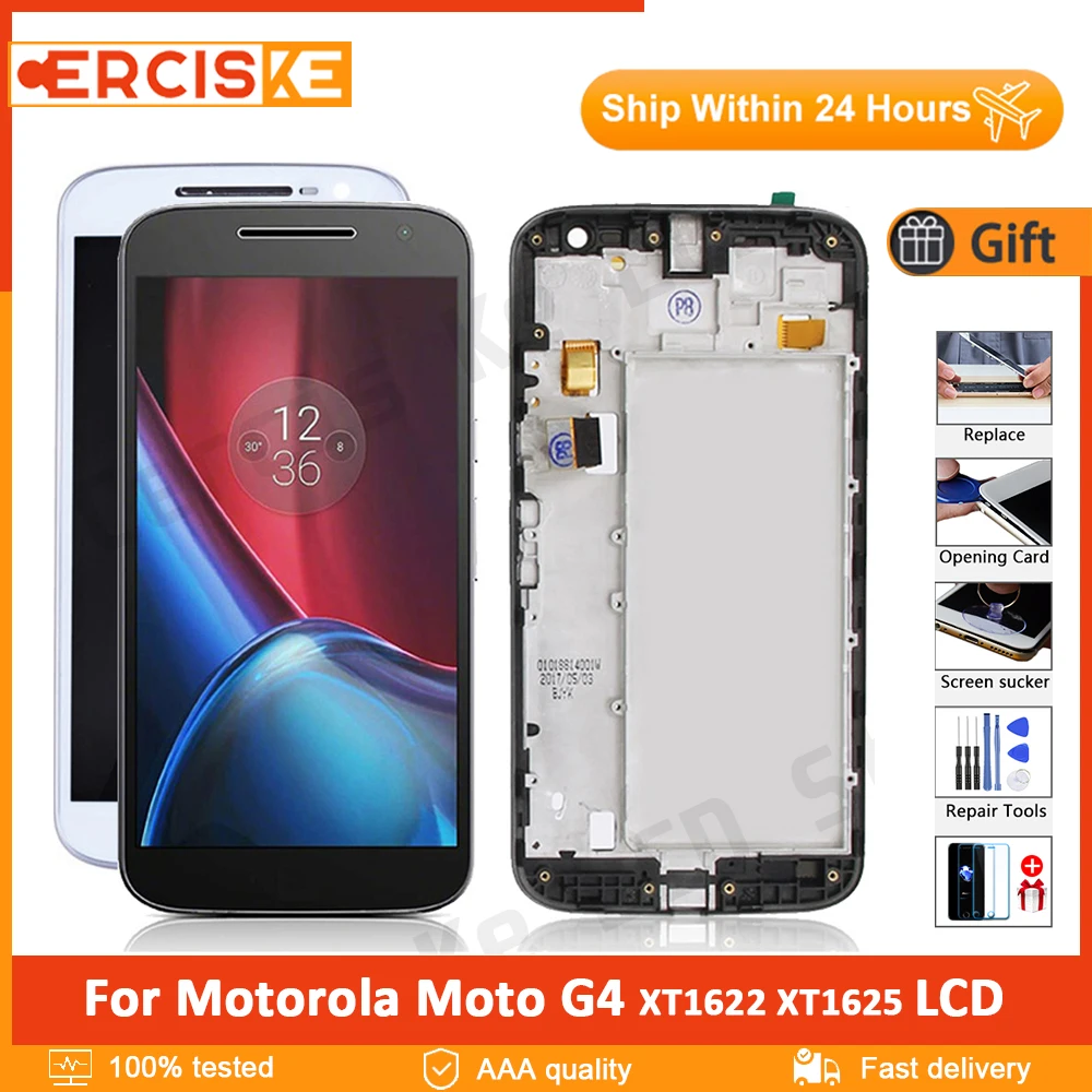 

5.5" Touch Screen For Motorola G4 XT1622 XT1625 LCD Display Digitizer Assembly Parts With Frame For Moto G4 Display Replacement