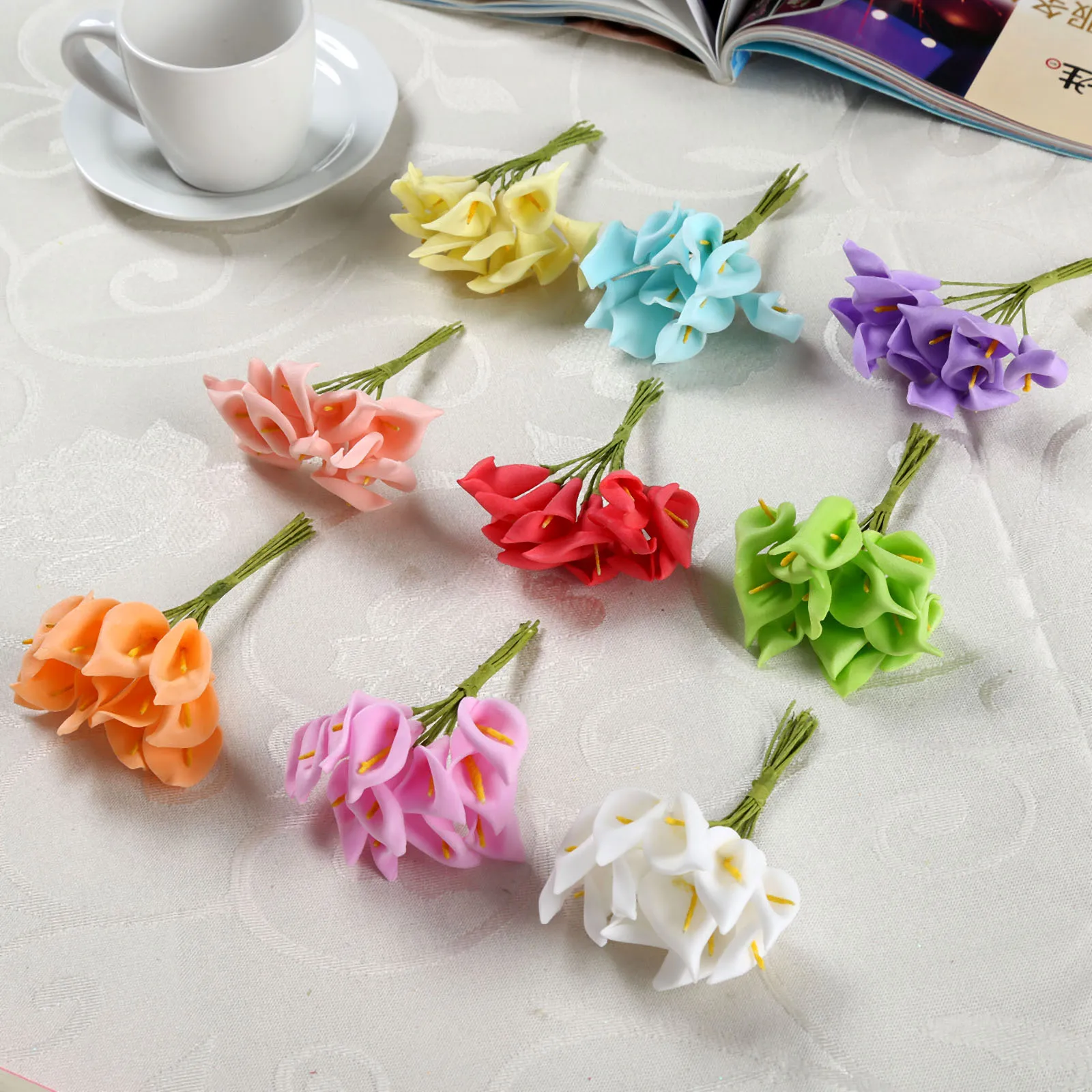 

108 шт., искусственные цветы каллы, 9 цветов