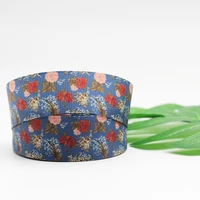 wl 1 flower printing grosgrain ribbonlanyard christmas party packaging hair bow bow decoration diy sewing 50 yards