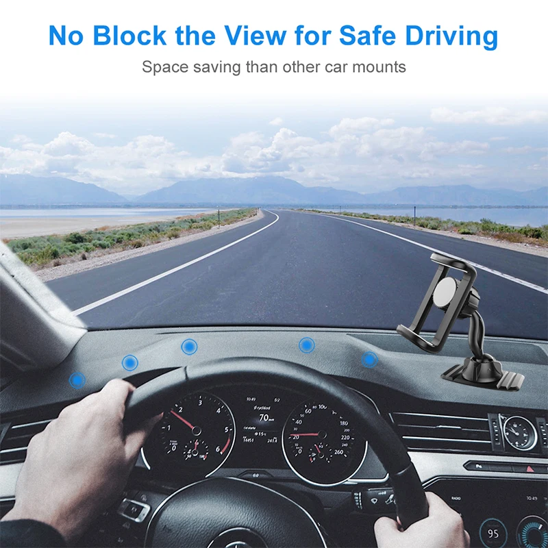 

New 360 Degree Dashboard Sucker Mount Moblie Phone Holder in Car Flexible Clip Double Stand For iPhone X Xiaomi Bracket Support