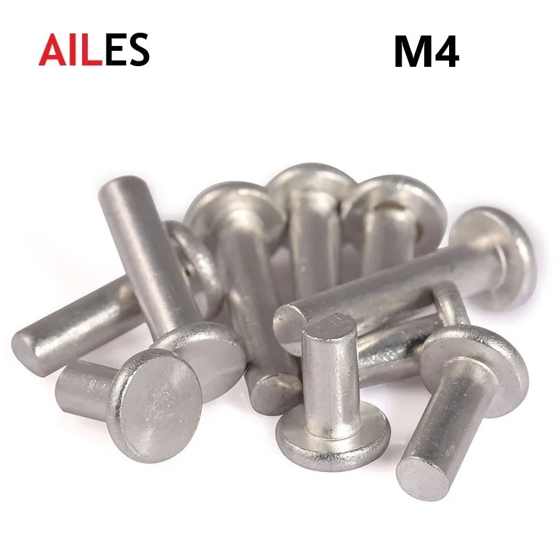 

M4 Aluminium Solid Rivets Knock Down Flat Head Rivet GB109 4mm 5mm 6mm 8mm 10mm 12mm 16mm 20mm 25mm 30mm 35mm 40mm Length