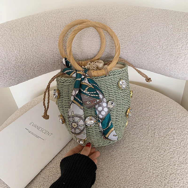 

Летняя Пляжная плетеная Сумка-мешок для женщин, новинка 2021, винтажная соломенная сумка, женская сумка-тоут, дизайнерская брендовая большая ...