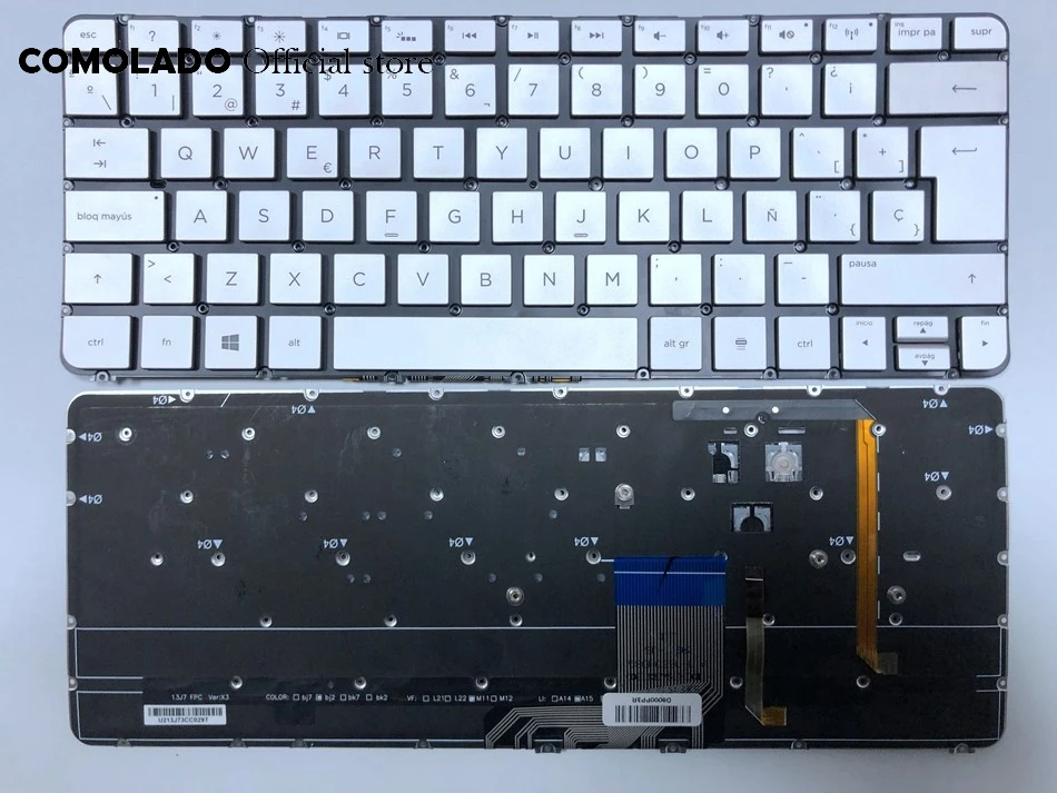 

Spanish Backlit Laptop Keyboard for HP Spectre 13-3000 13-3011ea 13-3000ed Series Siver SP Layout
