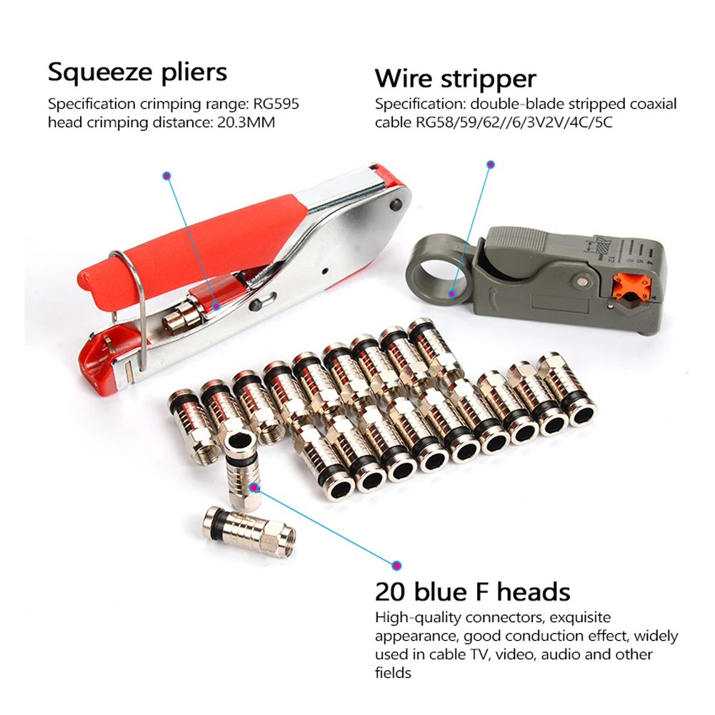 

Multitool Wire Stripping Wire Squeezing Pliers Coaxial Cable Cold Press Clamp Cable Crimping Tool Set