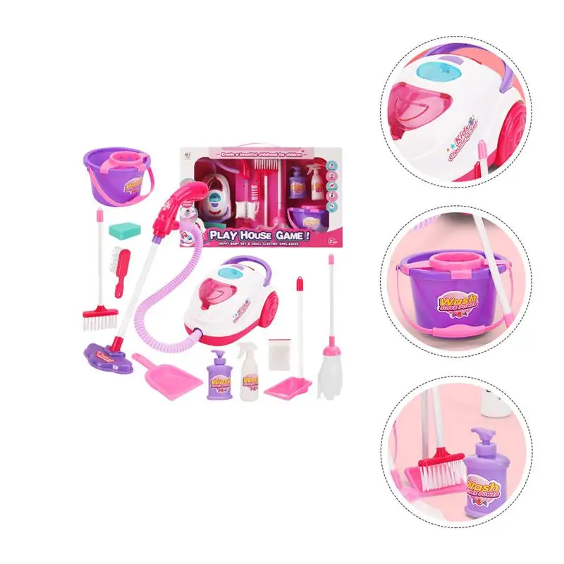

1 Set 11Pcs Children Dust Collector Toys Cleaning Tool Toy Kit with No Battery