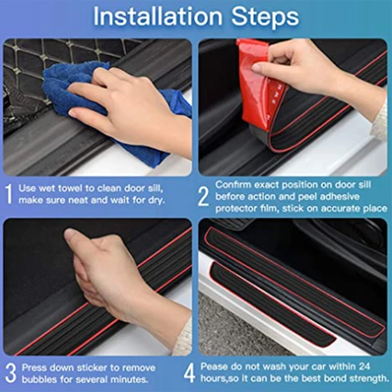 

4Pcs/Set Door Sill Plate Protectors for Car All Models,Black PVC Soft Rubber Front/Rear Door Sill Scuff Plate Guard