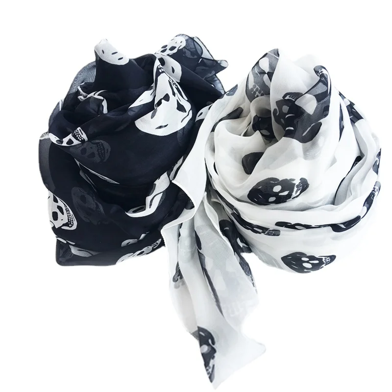 Летняя Пляжная длинная шаль модный мужской шарф Mulim с черепом для женщин