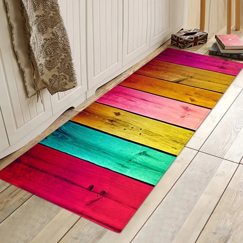 Brown wood bars 9 Brown wood bars Flannery printing Anti-Slip absorbent home mat - Цвет: Brown wood bars 9