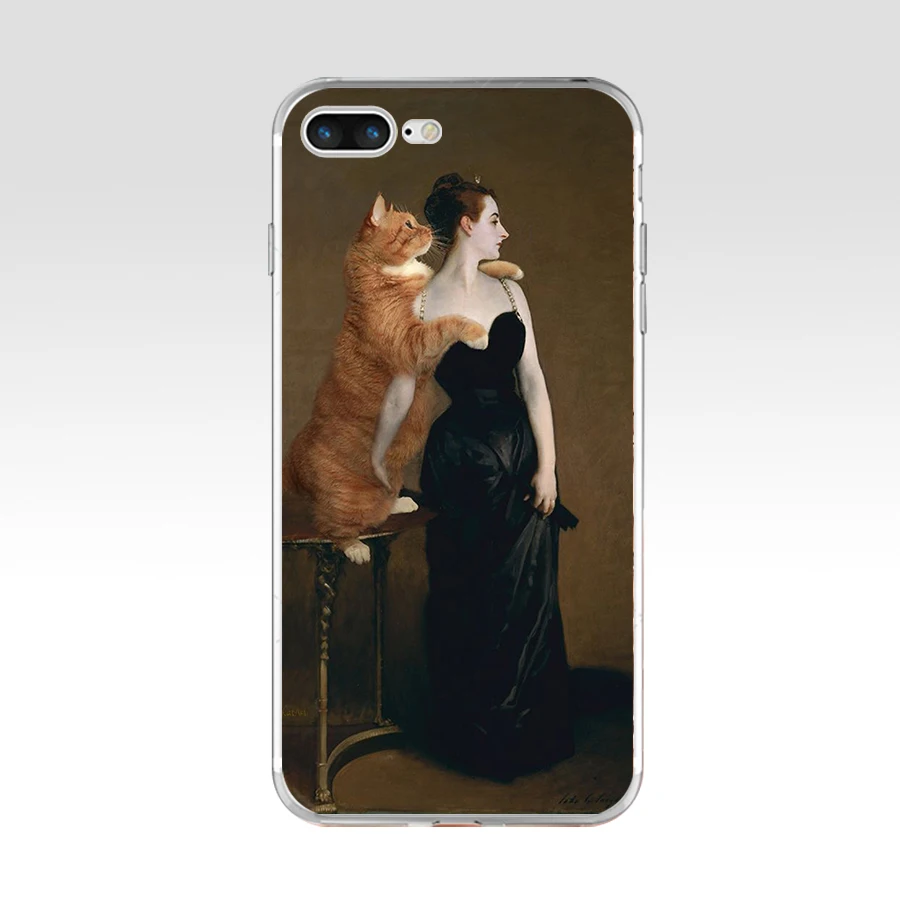 14aa art cat gift soft silicone tpu cover phone case for iphone 6 6s 7 8 plus case free global shipping