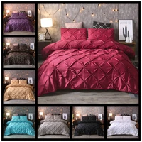 fashion 2 or 3pcs bedding set solid pinch pleated duvet cover sets without sheet 1 quilt cover 12 pillowcases useu size