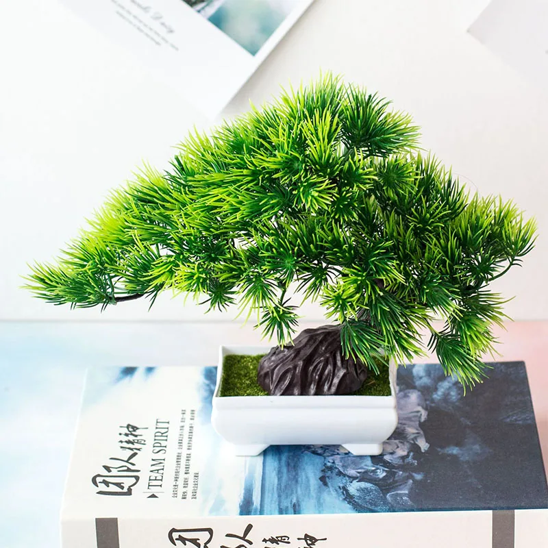 

1Piece Simulation Big Welcoming Pine Bonsai Ornaments Flower Ball Grass Ball Potted Tree Home Garden Decoration Artificial Plant