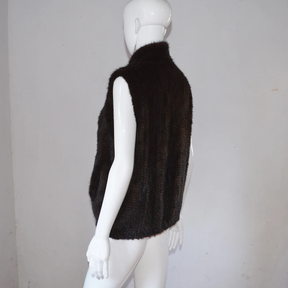 Бесплатная доставка AU903 коричневый цвет Женское пальто без рукавов вязаный