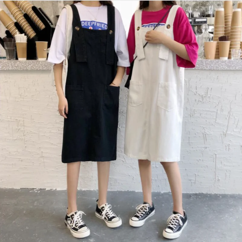 

Women Denim Mini Dress Retro High Waist Classic Pockets All-match Young Loose Popular Korean Style Females A-line Solid Summer