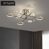 artpad ceiling chandelier gold black iron art lamp dining room kitchen decor led dimmable with remote control lighting fixtures