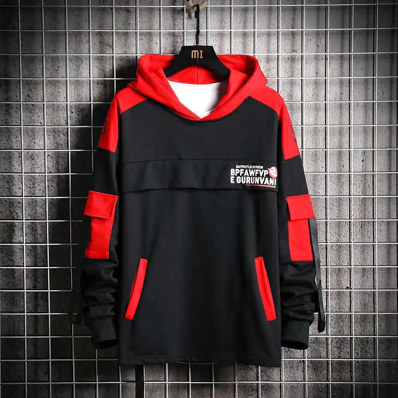 Black Hoodie Men SingleRoad мужские толстовки с капюшоном Осенняя мужская толстовка в стиле хип-хоп Harajuku Японская уличная одежда черная мужская Толстовка - Color: Black Hoodie Men