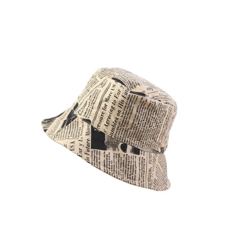 

2020Women's Casual Bucket Hat New Designer Fashion Personality Newspaper Pattern Ladies Hip Hop caps Gorra Hombre Panama for Men