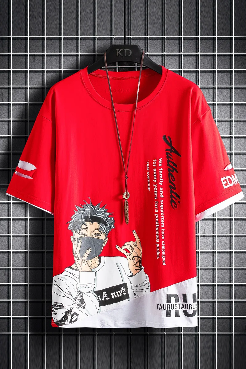

Short-sleeved Men's T-shirt Summer New Trend Cartoon Printing Compassionate Men's Loose Cotton Top Clothes