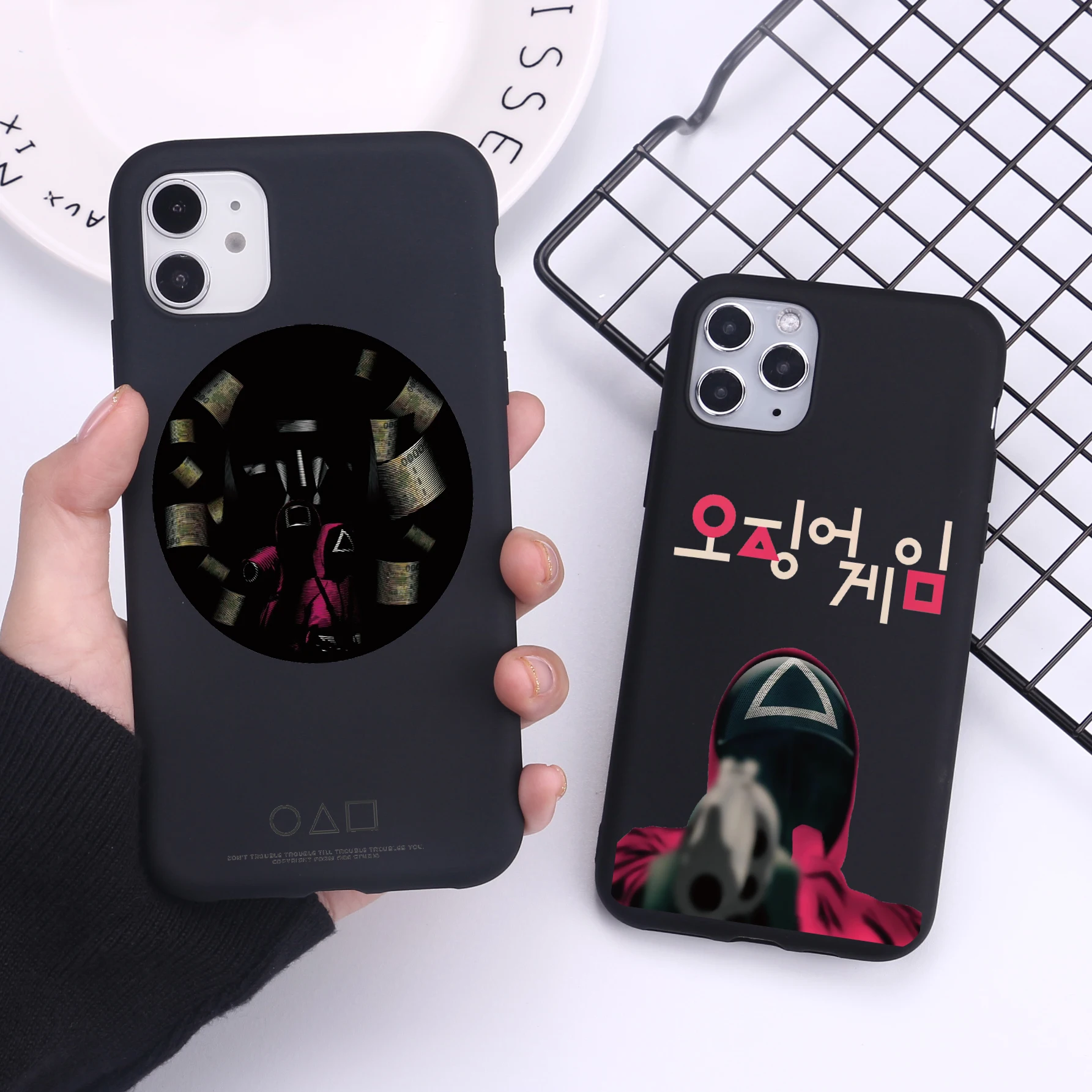 

Round Six Squid Game Korean TV 456 Phone Case чехол на айфон11 12 13 Pro Max XR XS 8 7Plus Black Soft TPU Thrill Phone Cover