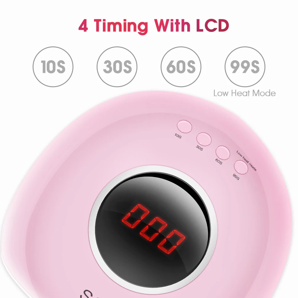 Светодиодная УФ лампа для маникюра ViiNuro сушилка ногтей всех видов геля с ЖК