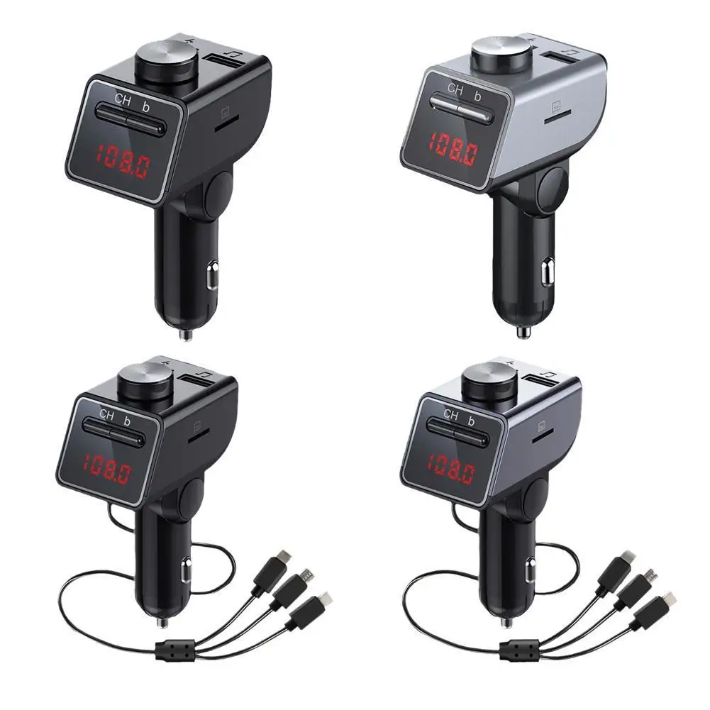 

Bluetooth 5.0 Car Fm Transmitter Car Mp3 Player Modulator Adapter Battery Voltage TF Card Hands-free Dual USB Smart Chip