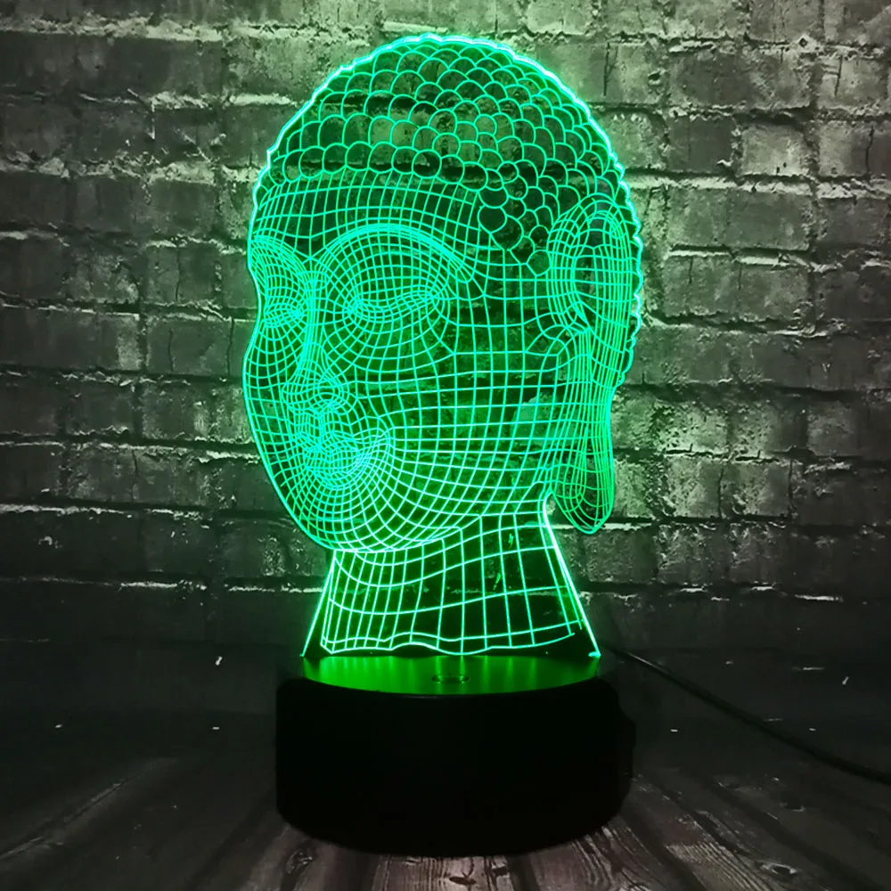Новинка 3D голова Будды Tathagata Bless предприятие домашнее украшение светодиодная USB