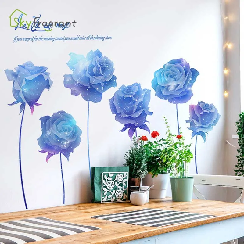 

Creative starry sky dream romantic rose bedroom decor sofa background wall sticker living room layout home decoration stickers