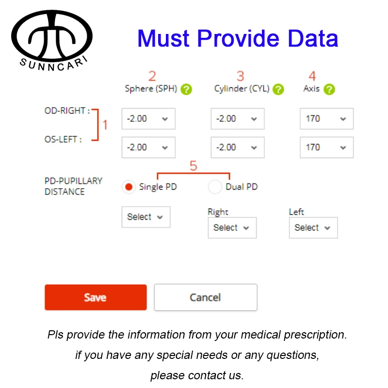 Оптические очки с одним видением линзы по рецепту для
