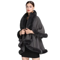 womens winter new faux fur cashmere cloak coat parker thick warmth plus size coat elegant v neck coat shawl cardigan