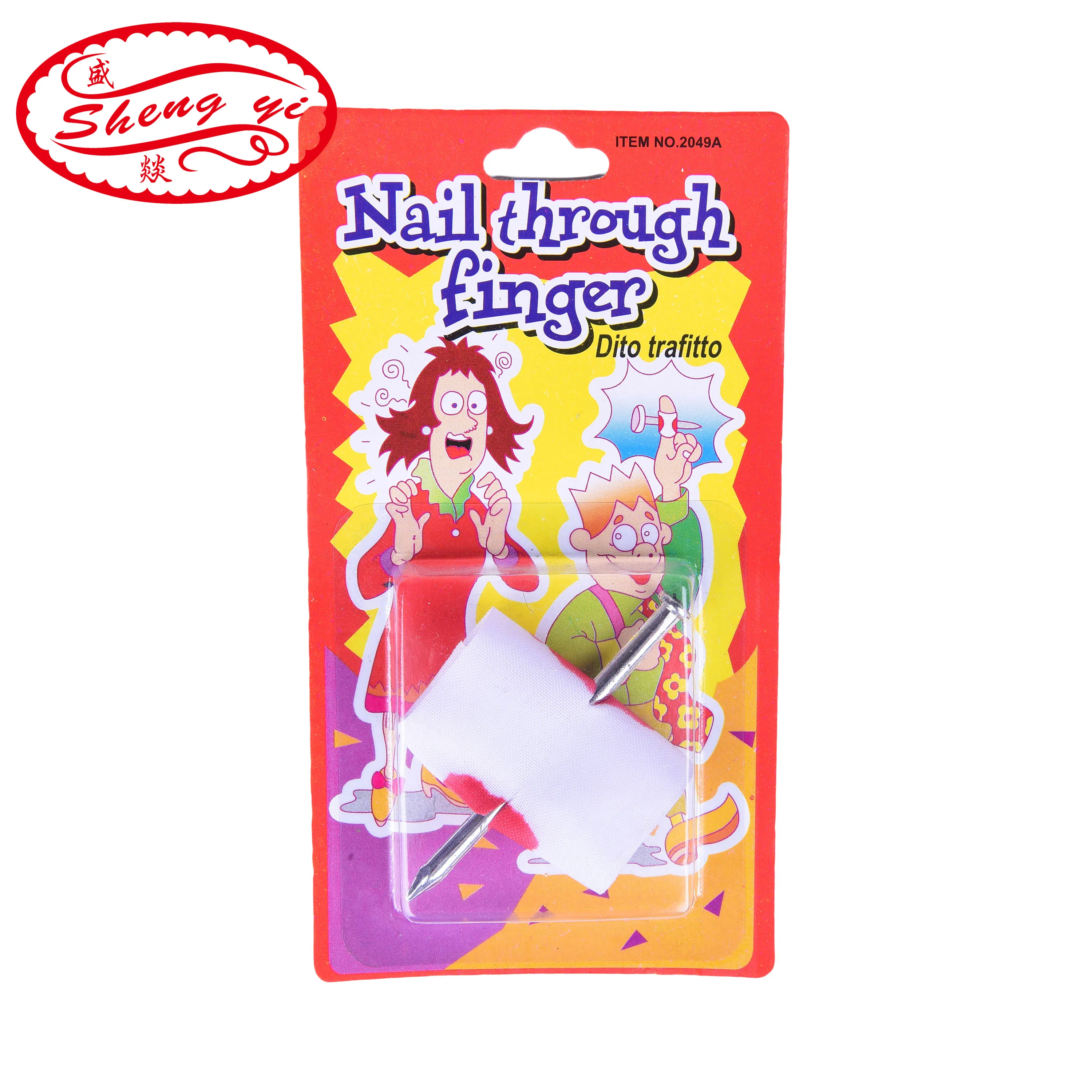 

SHENGYI 1Pcs Fool Toys Blood Prank Magic Prop Joke Fake Nail Through Finger Magic Funny Gadgets Magic Funny Tricky Toy