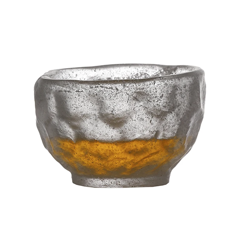 

New Frozen Glazed Burn Glass Tea cup Japanese-style Kung Fu Master Single Cup Unique Shape Crystal Clear Ceremony Teacup Gifts