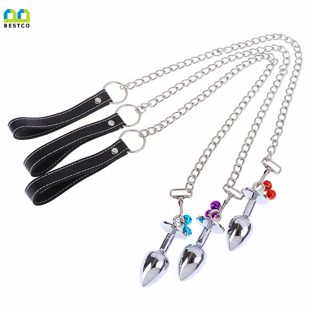 Поводок цепочка Bestco из нержавеющей стали анальная пробка с колокольчиками