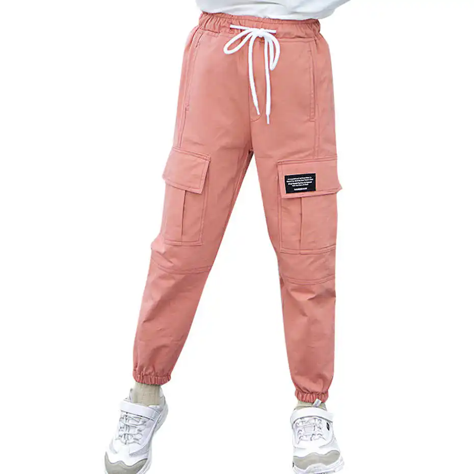 

Брюки-карго для девочек с надписью, брюки, повседневные стильные спортивные брюки для девочек, детские брюки на весну и осень детская одежда...