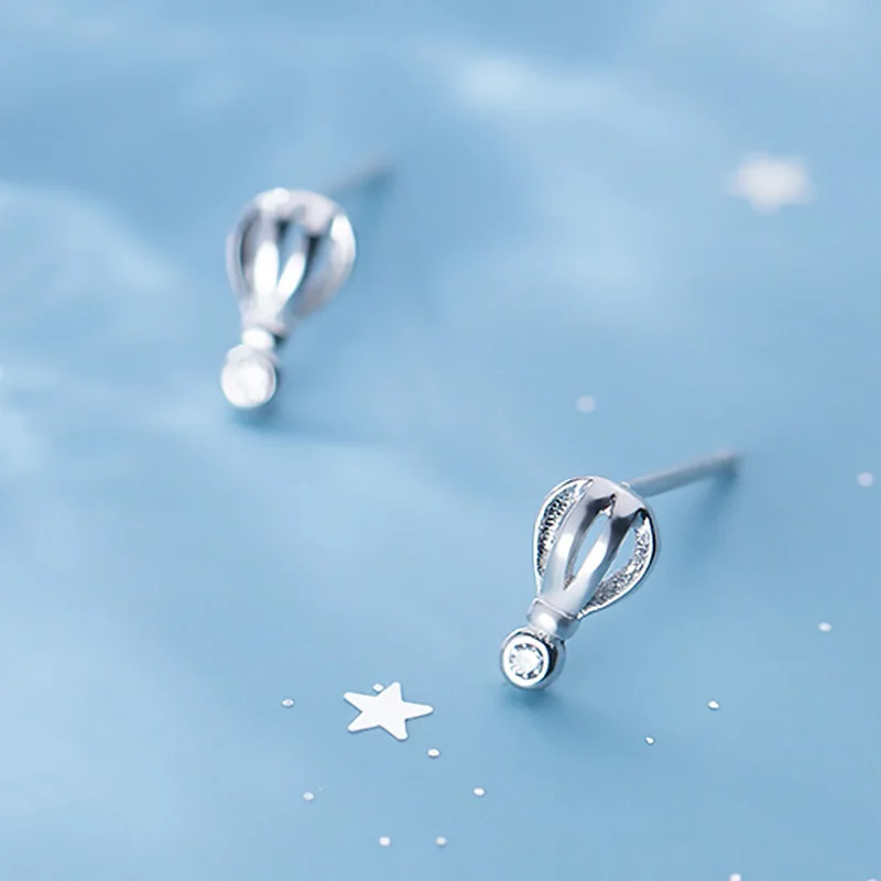 Женские серьги-гвоздики из серебра 925 пробы с воздушным шаром | Украшения и