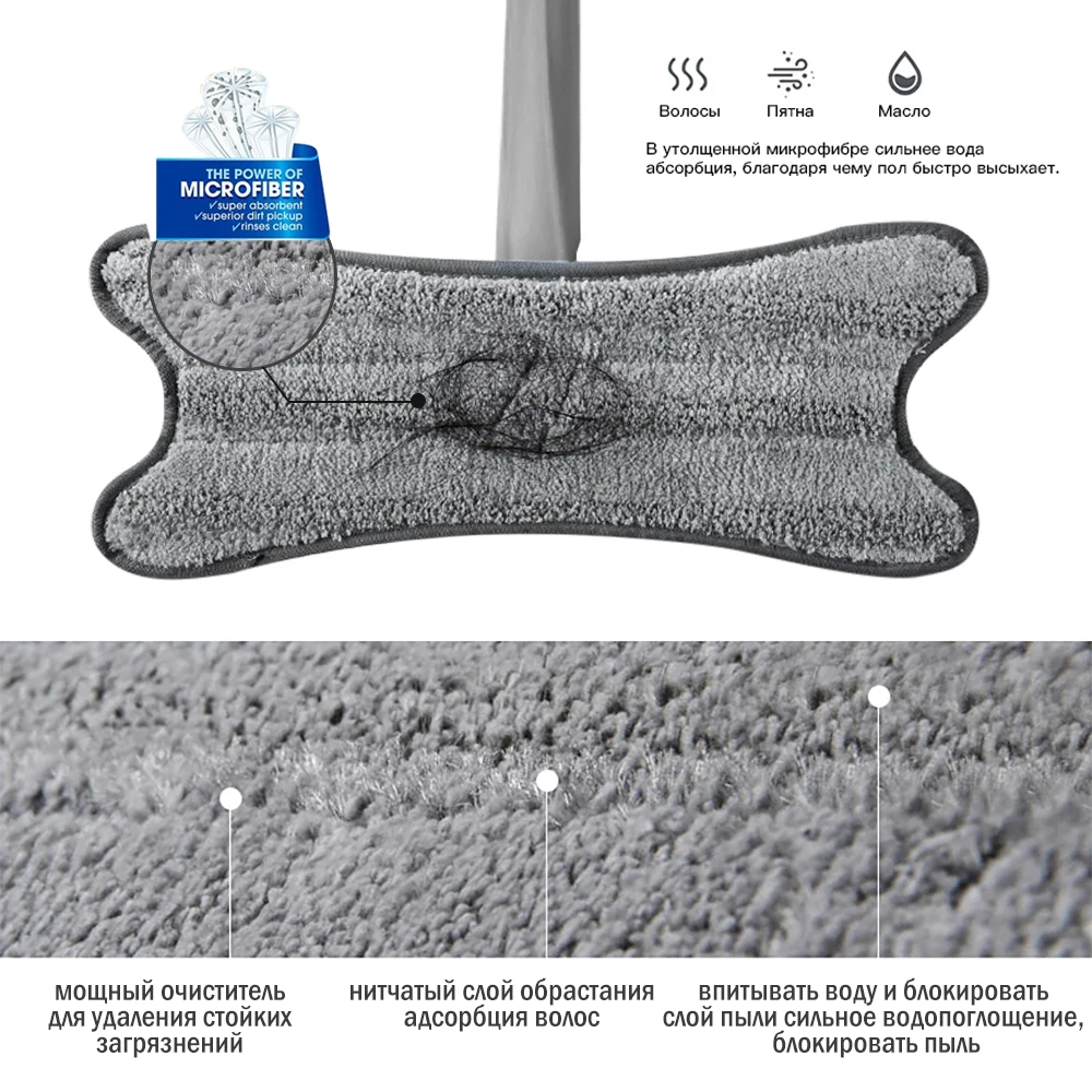 Швабра для пола из твердой древесины микрофибры X-типа Плоская швабра мытья рук с
