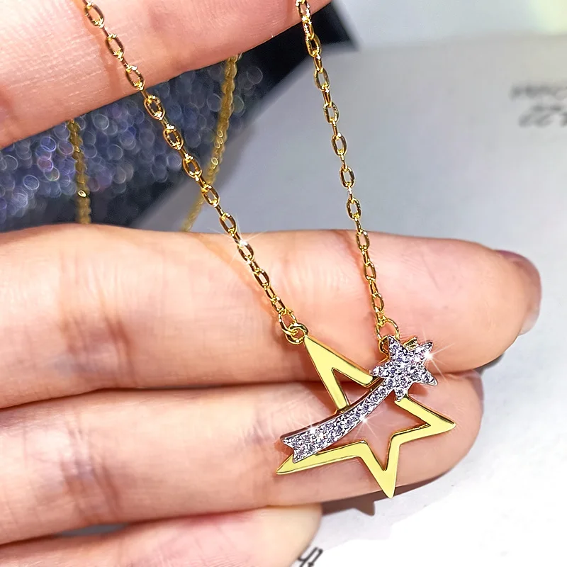 NEW Romantic Five Pointed Star Pendant Necklaces S925 Silver Women Anniversary Valentine's Day Love Gift Fashion Jewelry | Украшения и