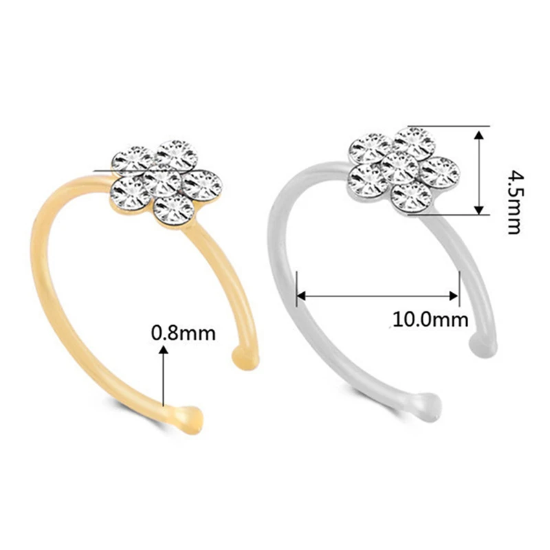 

Men Women Fake Crystal Nose Piercing Body Jewelry Floral Nose Hoop Nostril Nose Ring Tiny Flower Helix Cartilage Tragus Ring