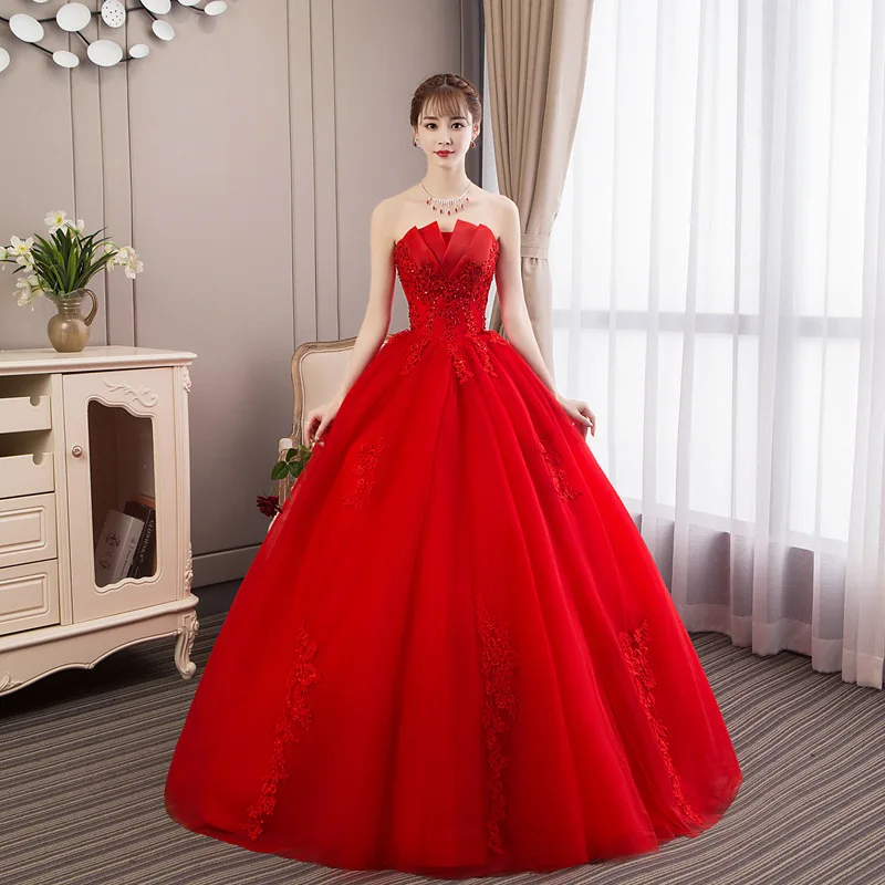 Wedding Dress 2021 New Red Bride Princess Dream Flower Smear Chest Autumn Winter High Waist Pregnant Woman | Свадьбы и торжества