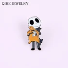 Значок на булавке с эмалью Jack Skellington Oogie Boogie, в готическом стиле, для мужчин и женщин, на Хэллоуин, модное ювелирное украшение, подарок