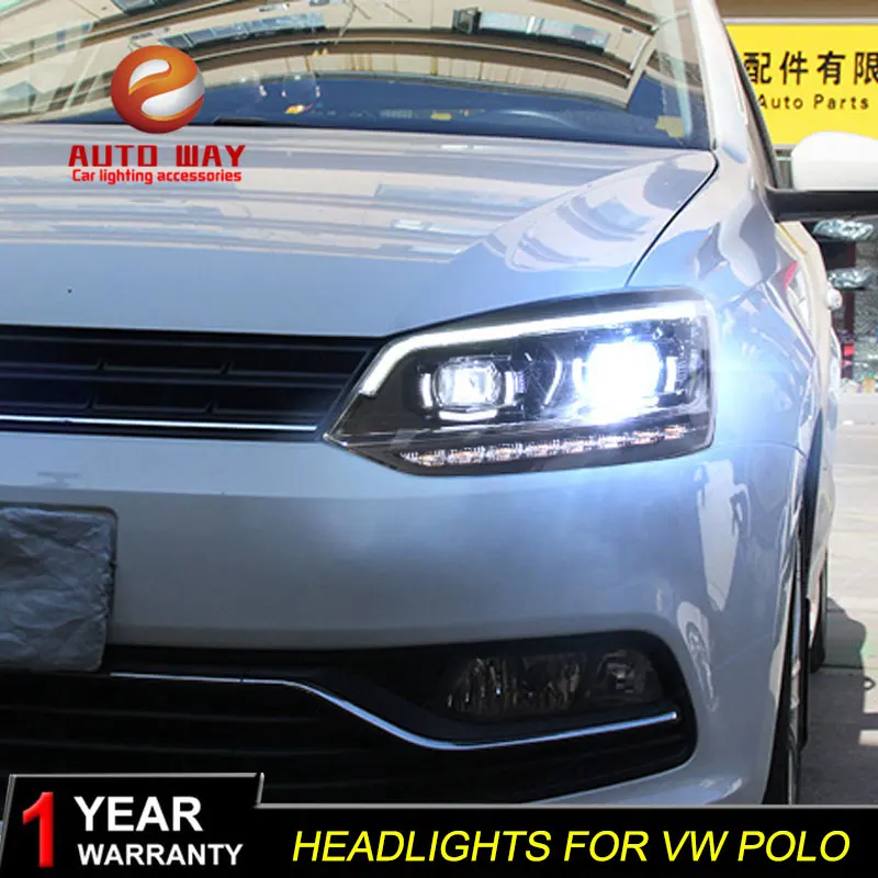 Автомобильный Стайлинг чехол для передней фары VW polo 2011 2017 светодиодный ная фара