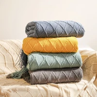 throw blanket textured solid soft sofa couch cover decorative knitted blanket weighted knit blanket
