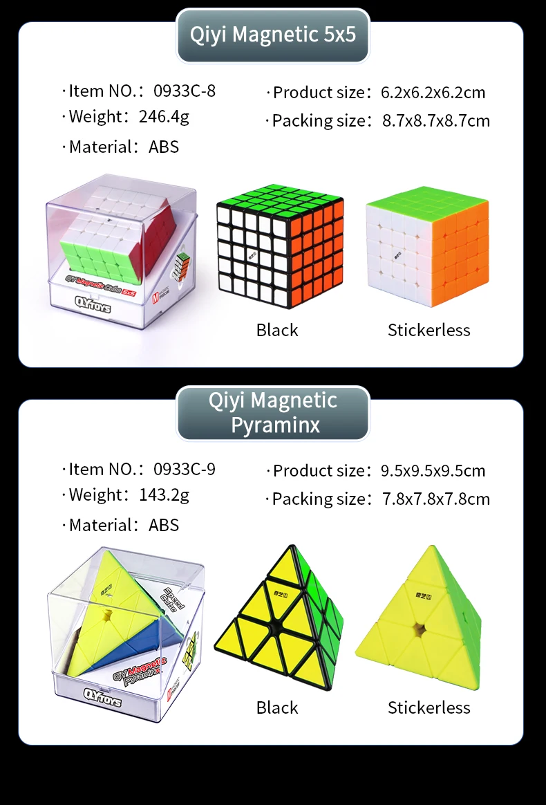 

Coogam Qiyi MS Magnetic Series 2x2 3x3 4x4 5x5 Pyramid Magic Cube qiyi Magnetic Version Speed Cube Puzzle Toys Gift for Kids