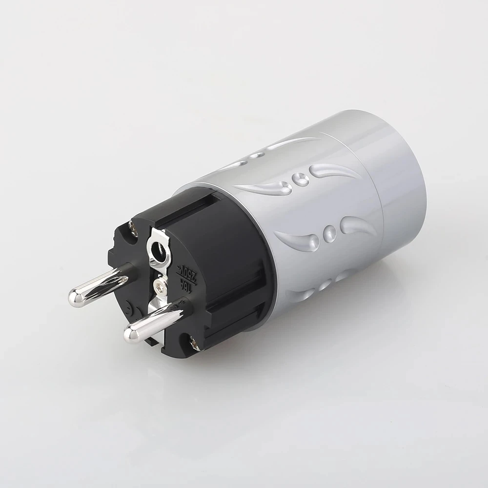 

Viborg VE502R Rhodium plated Pure Copper Schuko Power plug EU Plug Type Schuko Power Plug Hifi DIY Power Connectors