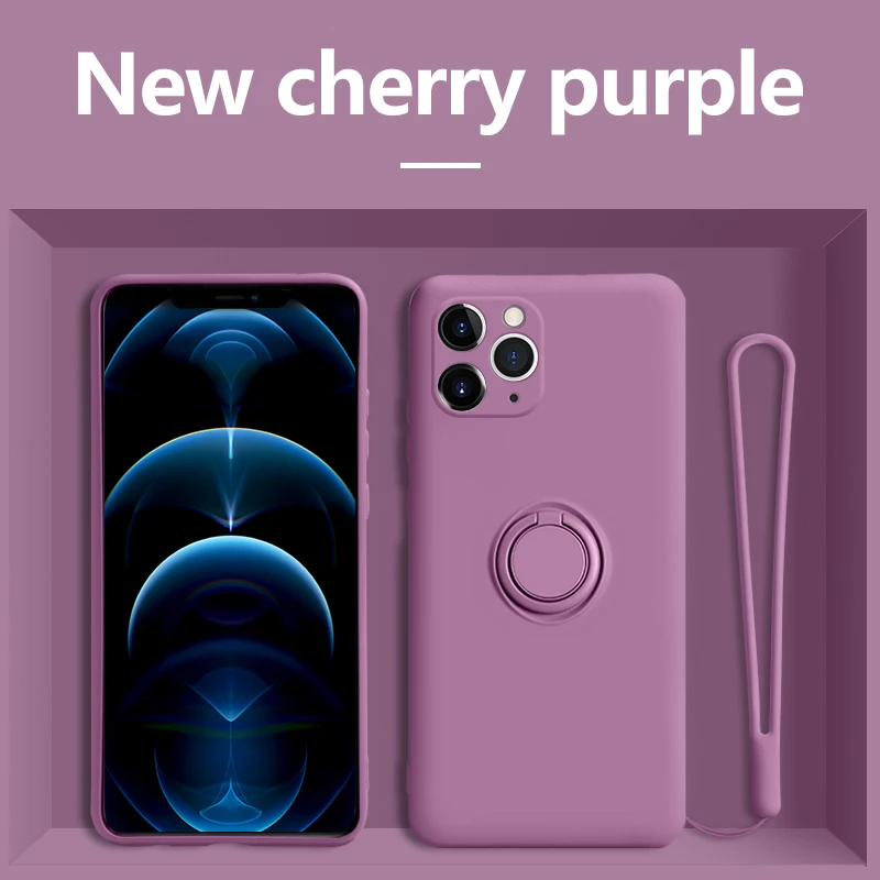 

Ultra-thin Liquid Silicone Magnetic Holder Phone Case For iPhone 12 11 Pro SE XS max XR XS X 8 7 Plus Stand Ring Bracket Cover