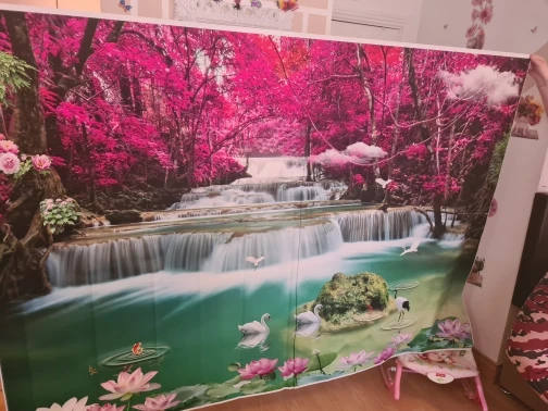 Фон для фотосъемки с изображением водопада весеннего парка сада природы пейзажа