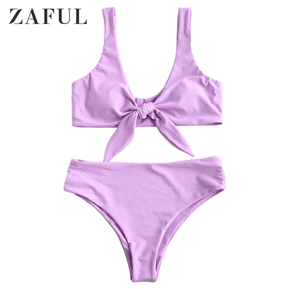 ZAFUL Мягкий Передний Узел Пляж Лето Устанавливает Женщины Установить Сплошной