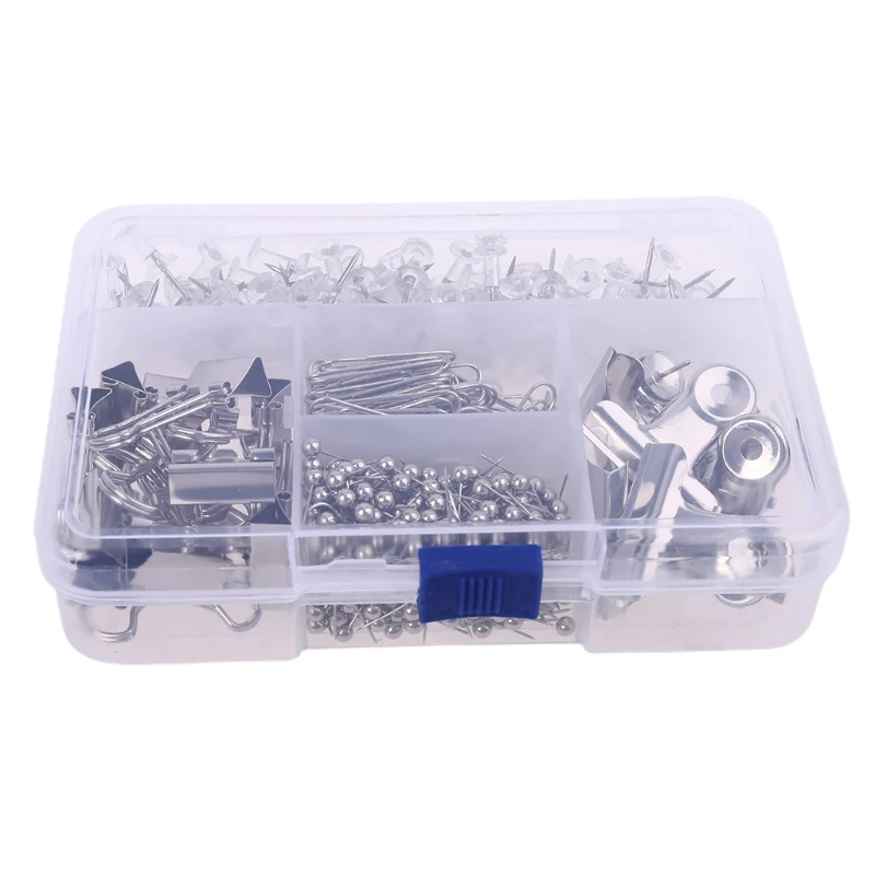 

500pcs Paper Clips Binder Clip Map Thumbtacks Round Head Push Pins with Box Office School Home Supplies 40JB